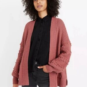 Madewell Bobble Stitch Open-Front Cardigan – Dusty Rose – Size L